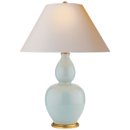 Yue Double Gourd Table Lamp in Ice Blue with Natural Paper Shade